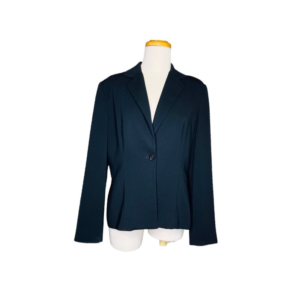 Kenar Vintage Y2K One Button Pleated Waist Black Blazer Size 6 Back Vents EUC